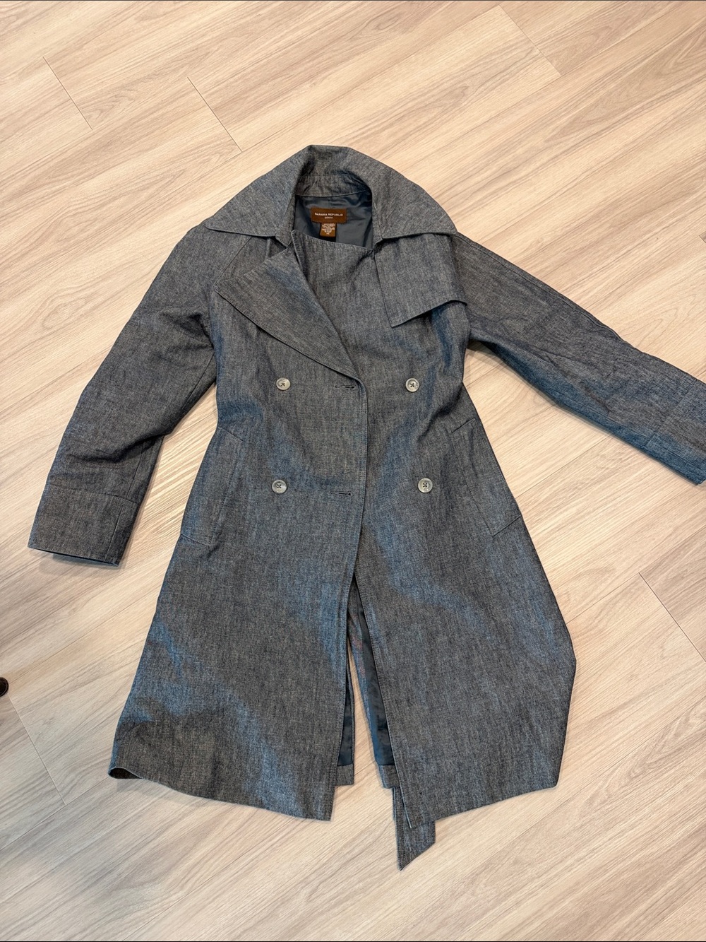Banana Republic Gray Double-Breasted Trench Coat